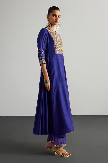 Shop RI.Ritu Kumar Purple , Chanderi, Organza Embroidery Designer Alaknanda Kurta Set Online at Aza Fashions Shop_RI.Ritu Kumar_Purple , Chanderi, Organza Embroidery Designer Alaknanda Kurta Set _Online_at_Aza_Fashions