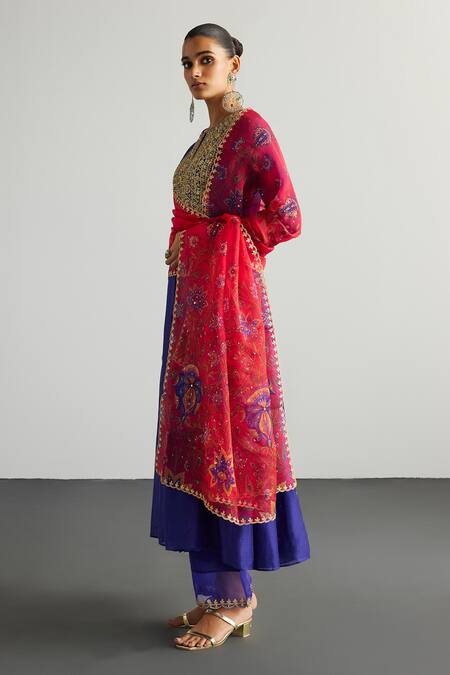 Buy RI.Ritu Kumar Purple , Chanderi, Organza Embroidery Designer Alaknanda Kurta Set Buy_RI.Ritu Kumar_Purple , Chanderi, Organza Embroidery Designer Alaknanda Kurta Set