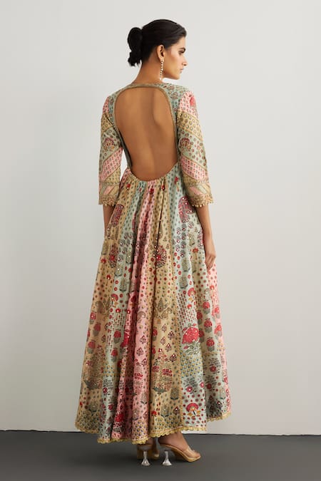 Shop RI.Ritu Kumar Pink Silk, Chanderi, Viscose, Satin, Lycra, Net, Kashmiri Buti Anarkali Set at Aza Fashions Shop_RI.Ritu Kumar_Pink Silk, Chanderi, Viscose, Satin, Lycra, Net, Kashmiri Buti Anarkali Set _at_Aza_Fashions