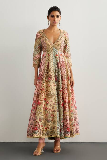 Buy RI.Ritu Kumar Pink Silk, Chanderi, Viscose, Satin, Lycra, Net, Kashmiri Buti Anarkali Set Online at Aza Fashions Buy_RI.Ritu Kumar_Pink Silk, Chanderi, Viscose, Satin, Lycra, Net, Kashmiri Buti Anarkali Set _Online_at_Aza_Fashions