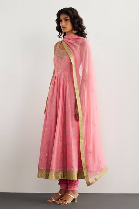 Buy RI.Ritu Kumar Pink Chanderi Silk, Cotton, Lycra, Viscose, Chinon Bubblegum Anarkali Set Online at Aza Fashions Buy_RI.Ritu Kumar_Pink Chanderi Silk, Cotton, Lycra, Viscose, Chinon Bubblegum Anarkali Set _Online_at_Aza_Fashions