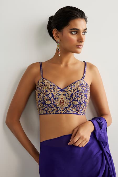 Buy RI.Ritu Kumar Purple Viscose, Silk Embroidery, Sequins Round Designer Drape Saree With Blouse Buy_RI.Ritu Kumar_Purple Viscose, Silk Embroidery, Sequins Round Designer Drape Saree With Blouse