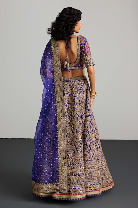 RI.Ritu Kumar Purple Gold Embroidered Lehenga Set 