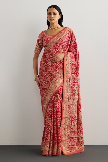 RI.Ritu Kumar Fuchsia Designer KULAH Print Saree 
