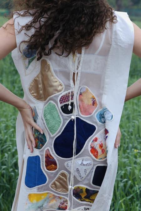 She'll_Multi Color Organza Round Neck Multicolor Designer Dress _Online_at_Aza_Fashions