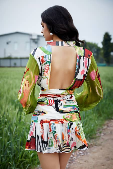 She'll Multicolor Chiffon Designer Dress 