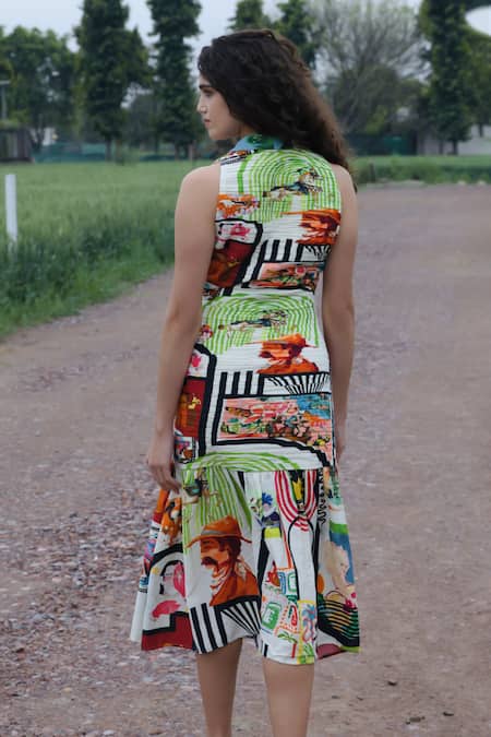 She'll Multicolor Linen Designer Dress 