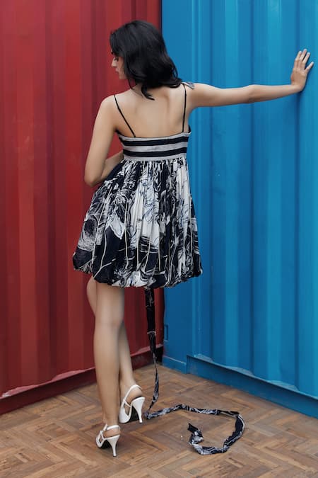 She'll Blue-White Cotton Gauze Stripe Dress 