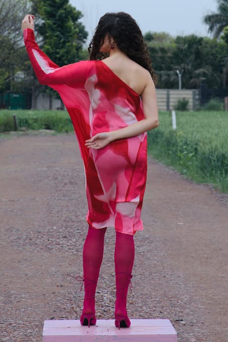 She'll Pink Satin Designer Dress 