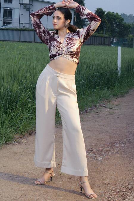 Buy_She'll_Beige Japanese Twill Pant_Online_at_Aza_Fashions