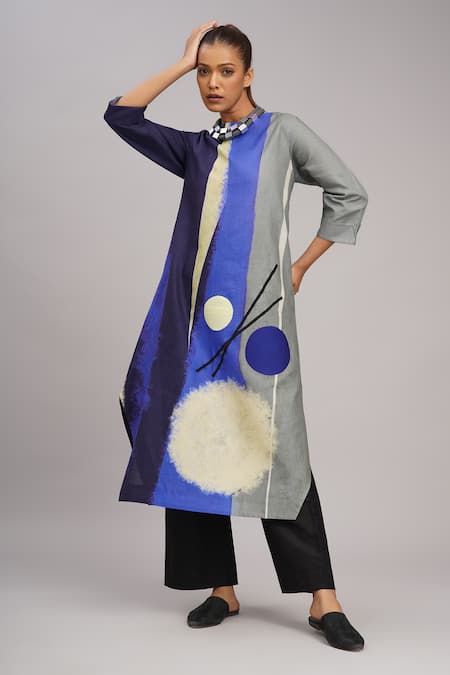 Taika by Poonam Bhagat Abstract Art Linen Tunic 