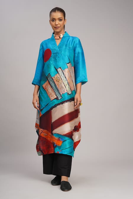 Taika By Poonam Bhagat Multicolor Printed Linen Tunic 