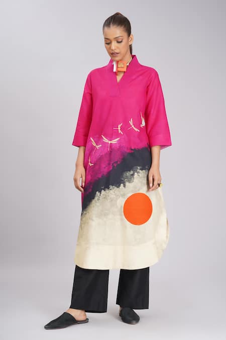 Taika By Poonam Bhagat Pink Jam Linen Tunic 