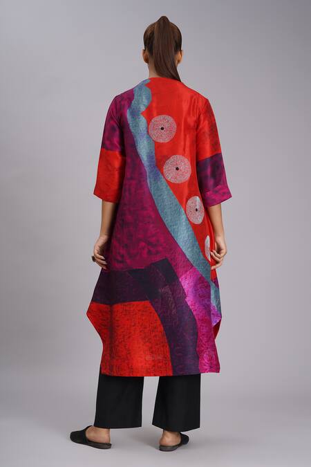 Taika By Poonam Bhagat Blue Streak Abstract Art Print Tunic