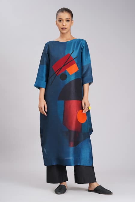 Taika By Poonam Bhagat Twilight Printed Linen Tunic 