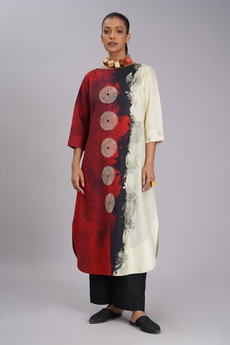 Taika By Poonam Bhagat Abstract Art Inspired Linen Tunic 