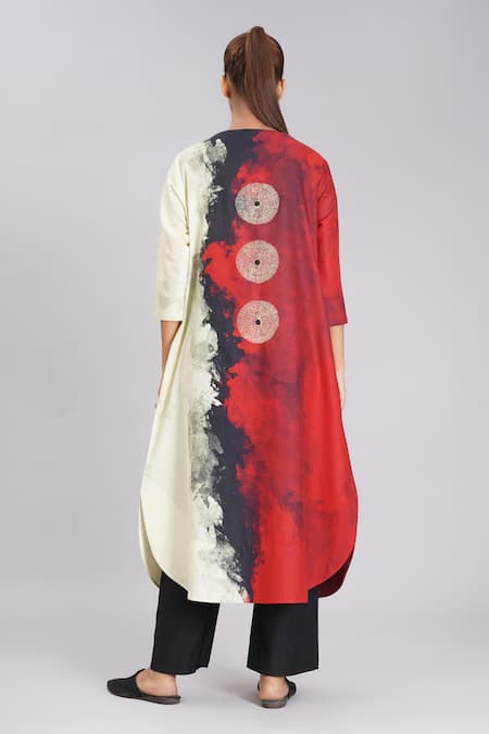 Taika By Poonam Bhagat Red Tiger Abstract Art Inspired Tunic
