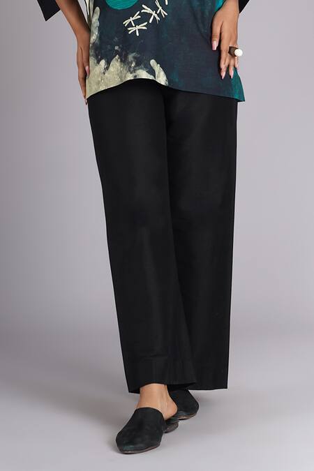 Buy_Taika By Poonam Bhagat_Multi Color Silk Embroidery Boat Neck Teal Sky Printed Tunic _Online_at_Aza_Fashions