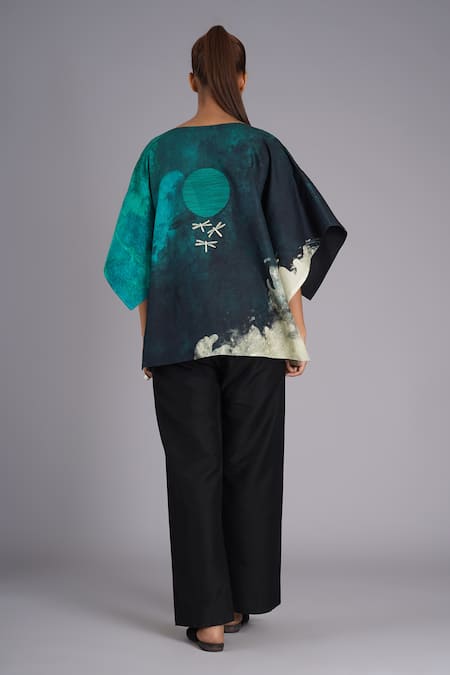 Taika By Poonam Bhagat Teal Sky Printed Tunic