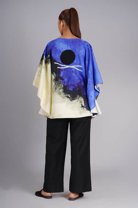 Taika By Poonam Bhagat Abstract Art Printed Blue Sky Top