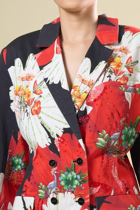Afew By Rahul Mishra_Multi Color Floral Print Blazer And Trouser Set _Online_at_Aza_Fashions