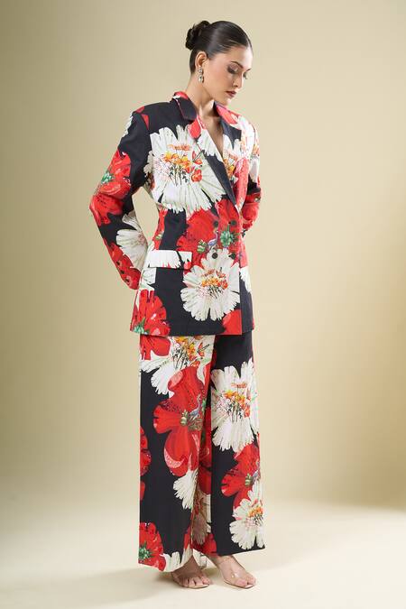 Afew By Rahul Mishra_Multi Color Floral Print Blazer And Trouser Set _at_Aza_Fashions