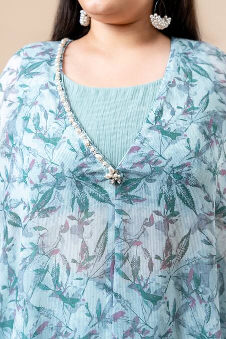 Shop_Mamicha_Green Chiffon V-neck Cyan-green Sparkle Overlay Set