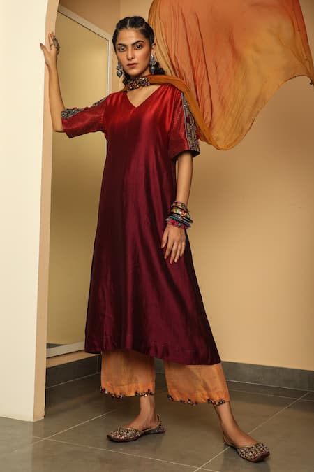 Medha Orange & Mustard Chiffon Dupatta 