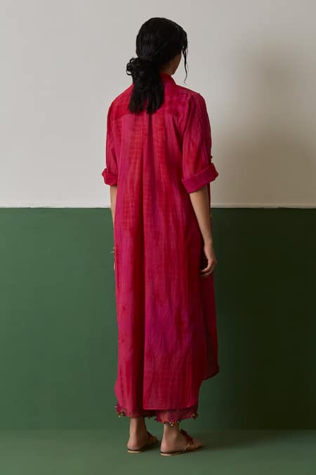 Shop Medha Pink Cotton Embroidery Collared Handcrafted Designer Tunic at Aza Fashions Shop_Medha_Pink Cotton Embroidery Collared Handcrafted Designer Tunic _at_Aza_Fashions