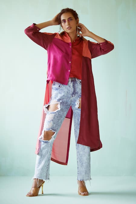 Medha Color Block Habutai Silk Shirt