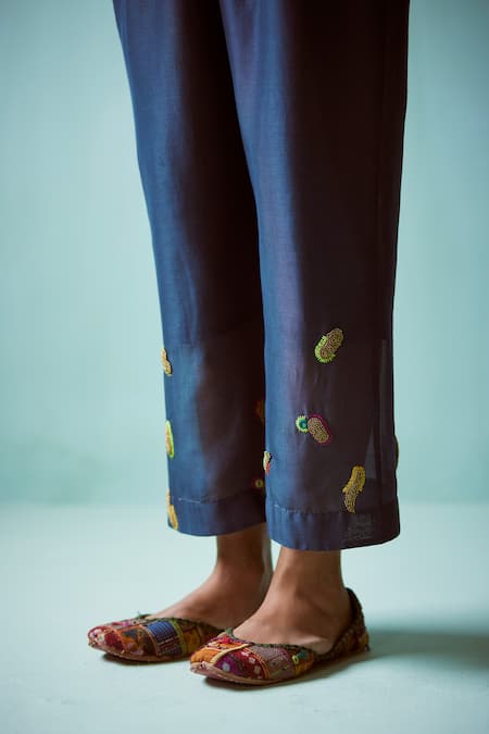 Buy Medha Teal Silk, Chanderi Embroidery Collared Blue Habutai Tunic And Pant Online at Aza Fashions Buy_Medha_Teal Silk, Chanderi Embroidery Collared Blue Habutai Tunic And Pant _Online_at_Aza_Fashions