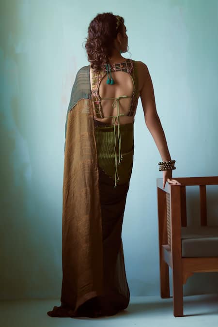 Medha Designer Green Saree & Blouse Set 