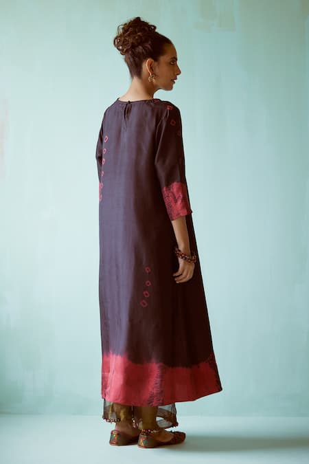Medha Black Habutai Silk Tunic & Tissue Pants Set 