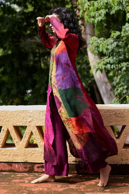 Medha Multi Color Silk Tunic & Chiffon Pants 