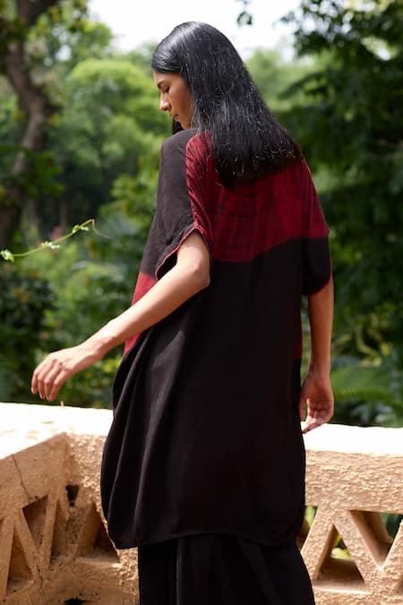 Medha Black Crinkled Satin Chiffon Kurta Set 