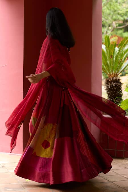 Medha Multi Color Silk Skirt Set With Dupatta 