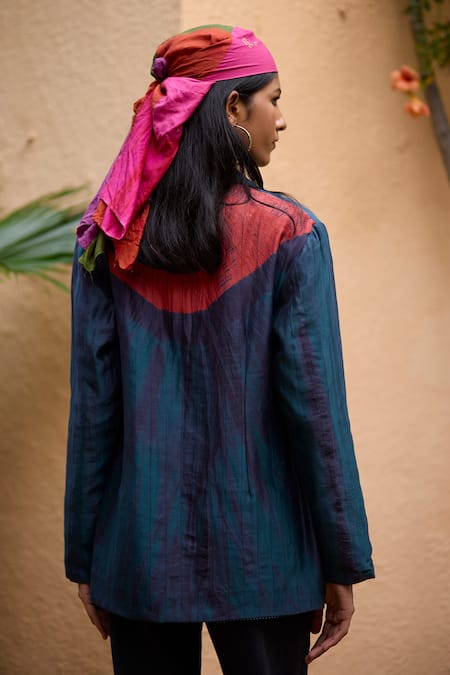Medha Teal Blue Handcrafted Jacket 