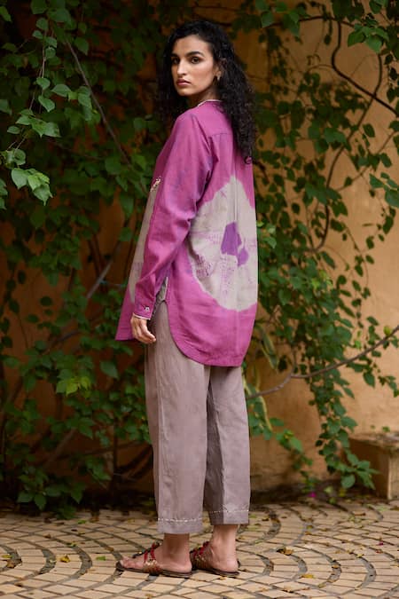 Medha Pink & Grey Handcrafted Kurta Pant Set 