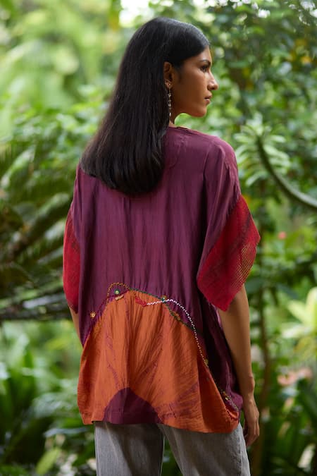 Medha Plum Handcrafted Silk Shirt 