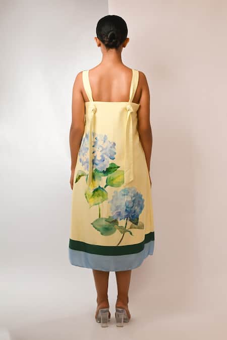 Rimi Nayak Hydrangea Print Offshoulder Dress 