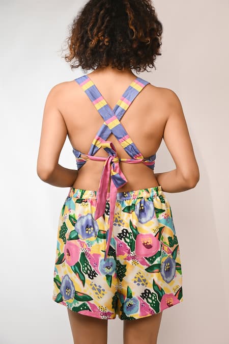 Rimi Nayak Floral Printed Satin Shorts 