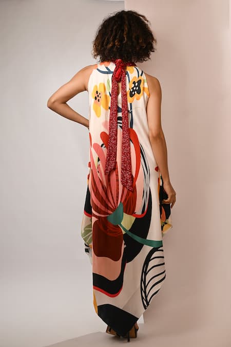 Rimi Nayak Abstract Floral Printed Hankerchief Dress 
