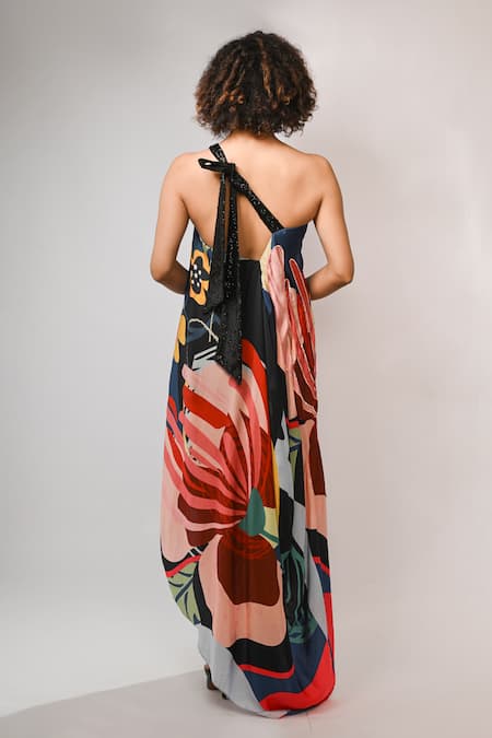 Rimi Nayak Abstract Floral Printed Hankerchief Dress 