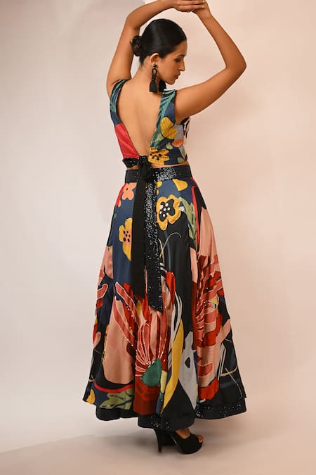 Rimi Nayak Abstract Floral Printed Crop Top 