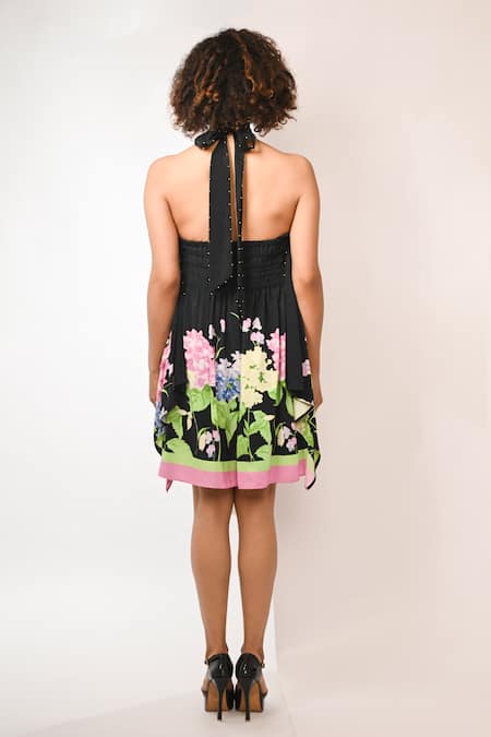 Rimi Nayak Halter Top with Hydrangea Print 