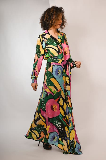 Buy Rimi Nayak Black Viscose, Crepe Floral Print Maxi Skirt Online at Aza Fashions Buy_Rimi Nayak_Black Viscose, Crepe Floral Print Maxi Skirt _Online_at_Aza_Fashions