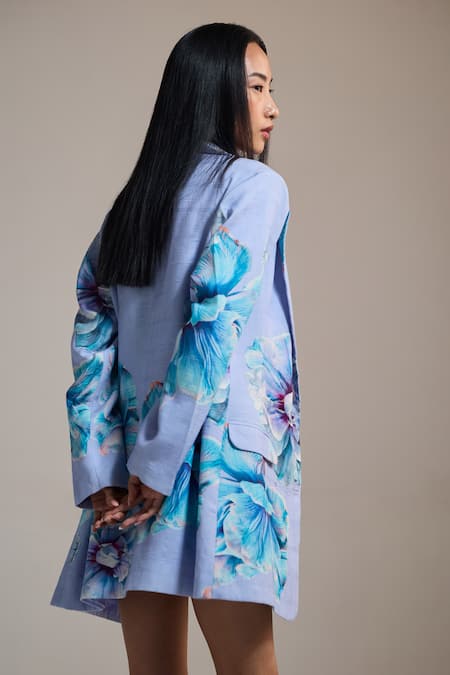 The Iaso Floral Print Lavender Blazer Jacket 