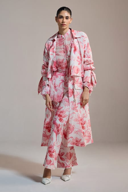 THE IASO  Floral Print Blush Canopy Coat 