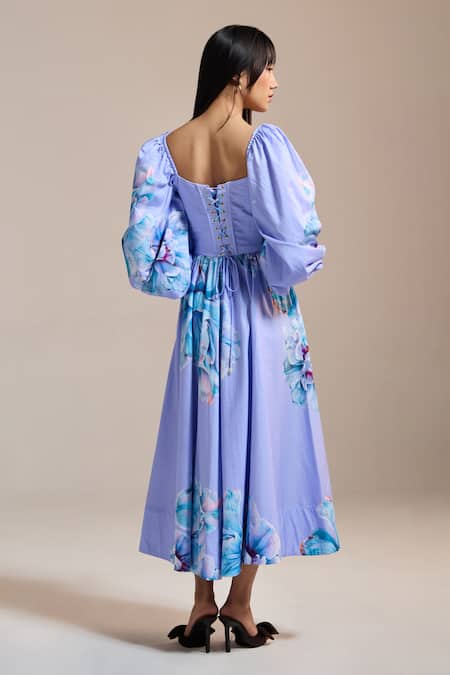 Shop The Iaso Lilac Square Neck Floral Corset Bloom Dress at Aza Fashions Shop_The Iaso_Lilac Square Neck Floral Corset Bloom Dress _at_Aza_Fashions
