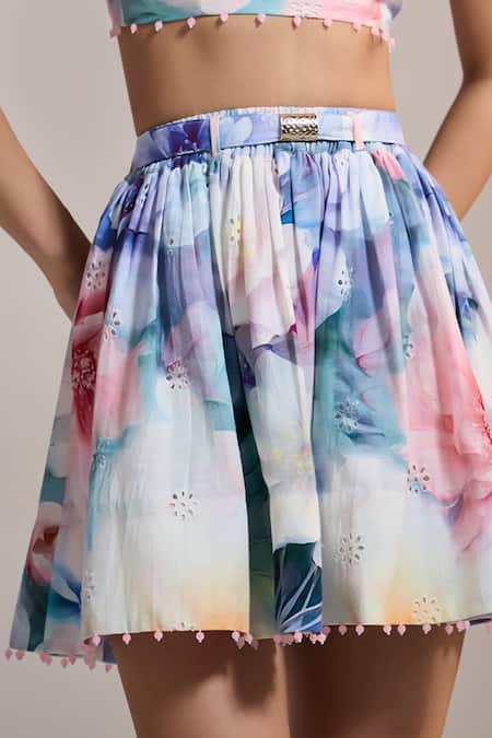 The Iaso_Multi Color Beads Dreamscape Flared Skirt Set _Online_at_Aza_Fashions